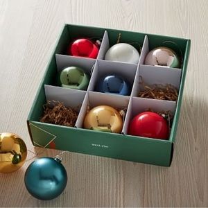West Elm Bright Multi Glass Ball Ornaments (Set of 9)